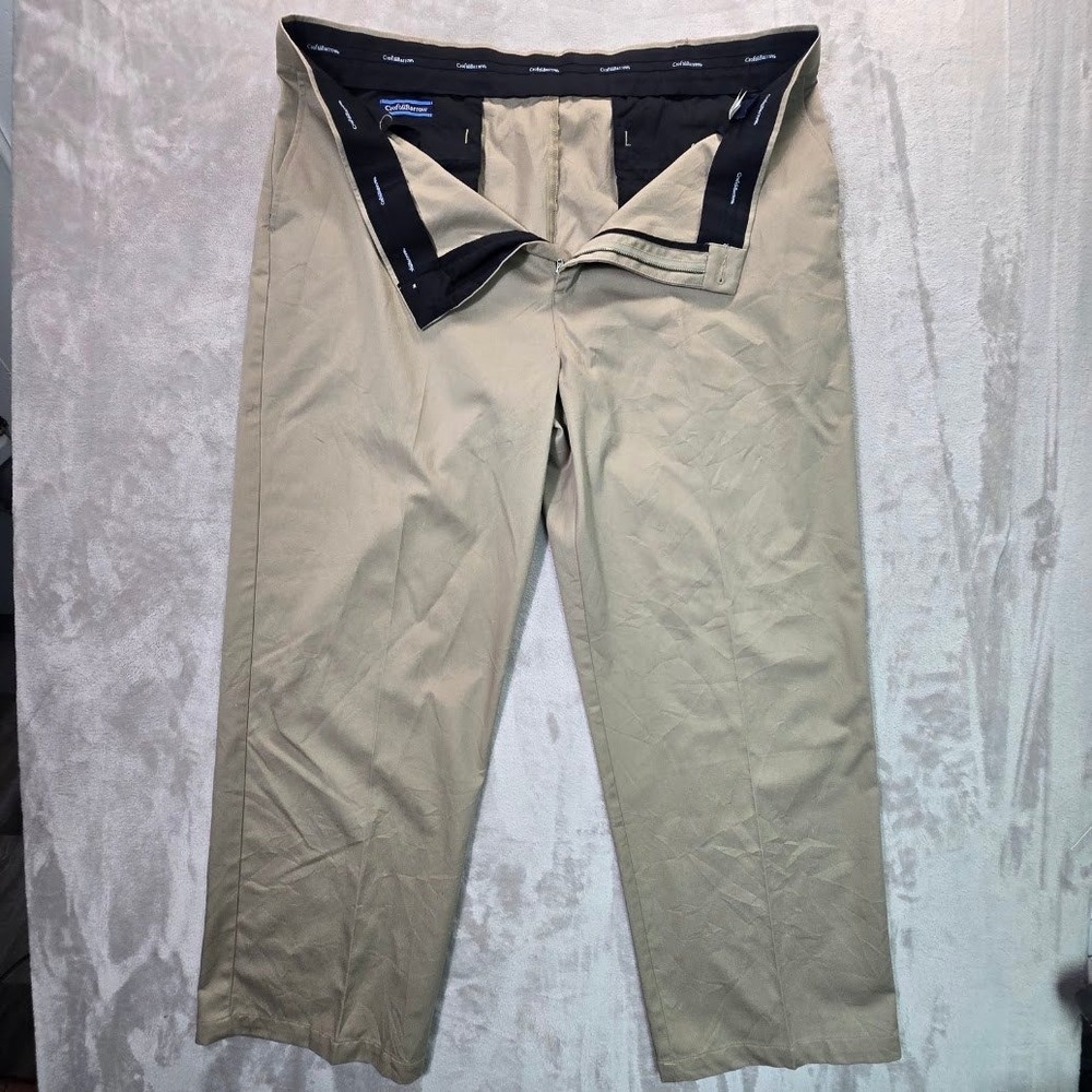 Croft & Barrow Mens Khaki Chino Pants Tan Flat Front Straight Leg Trousers 40x28